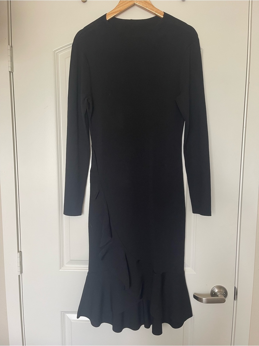Mock neck Rayon Ruffle-Hem Dress